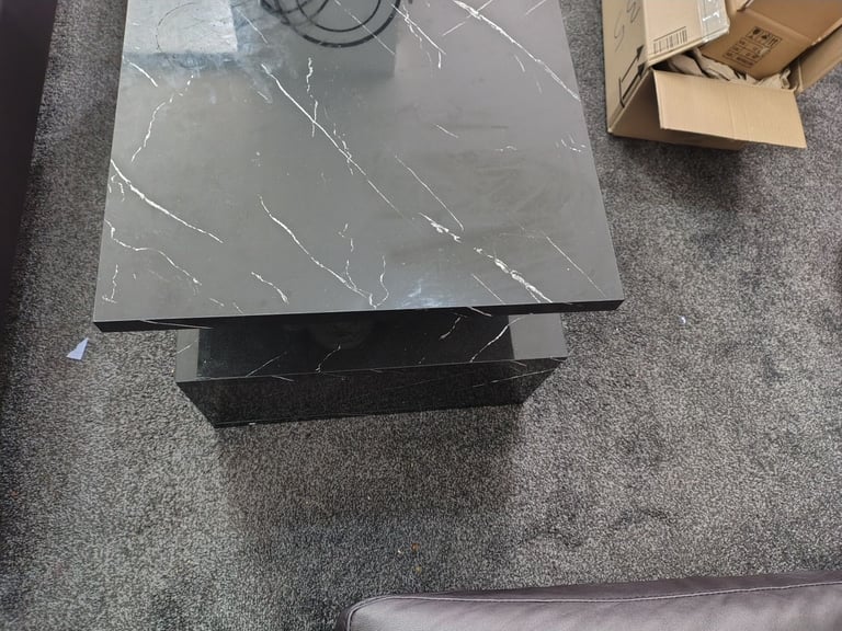 Sleek Black Marble styled Coffee Table - Good Condition