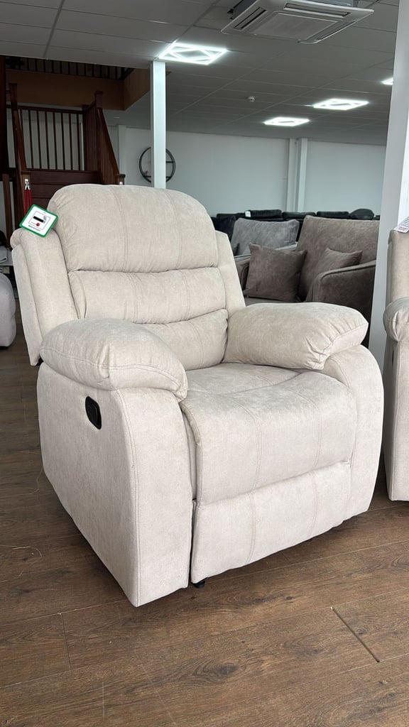 Beige Fabric 3+2+1 Seater Sofa Set Manual Recliner 