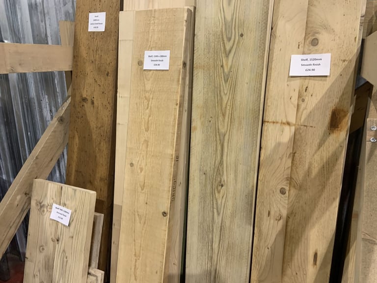 Reclaimed scaffold board shelves