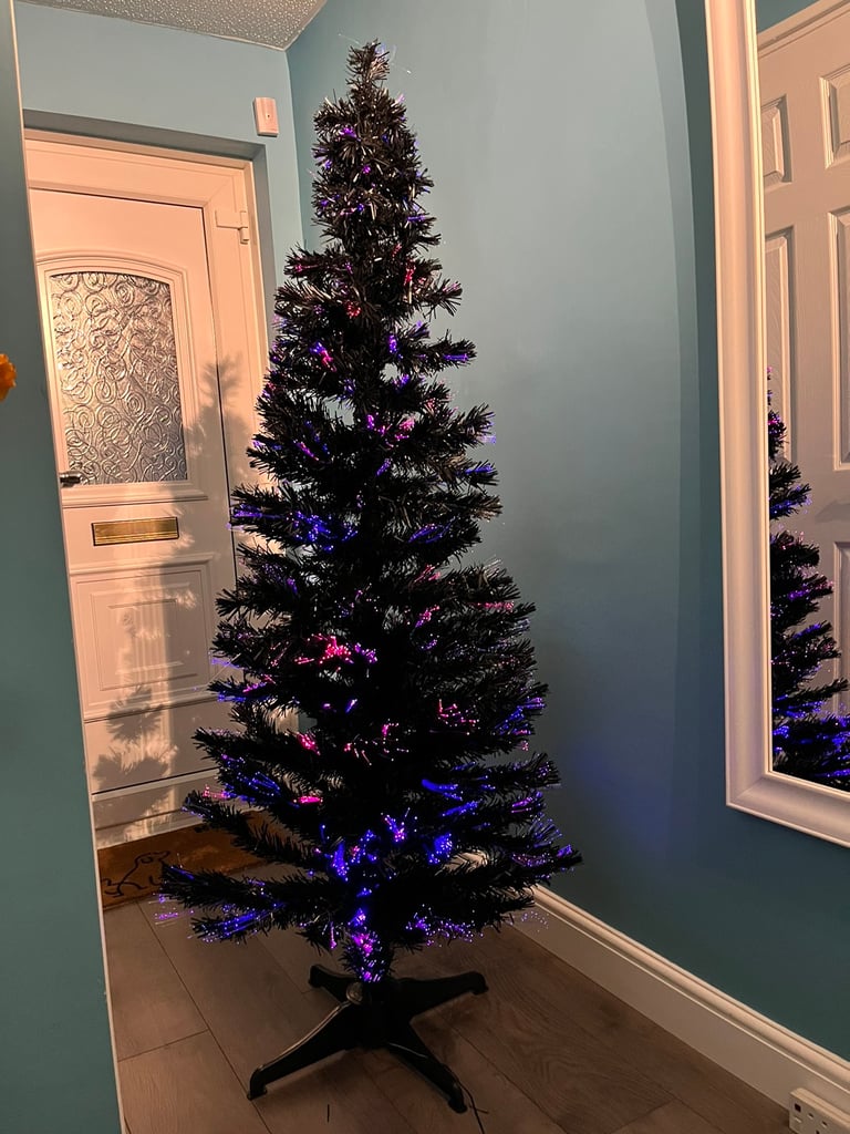 image for Black fibre optic 6’ Christmas tree, 