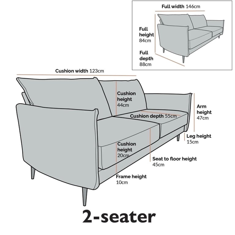 *New* Burnt Orange Fabric Sofa 2 Seater 