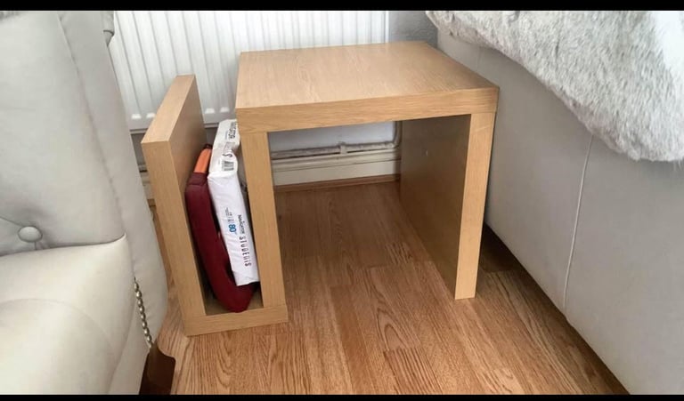 image for Modern Side Table with Magazine Holder - Light Oak Effect