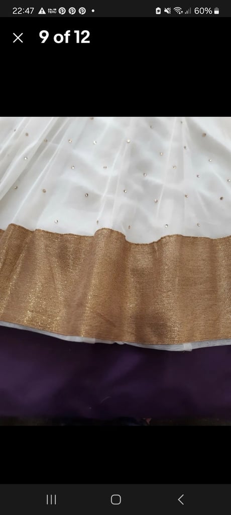 Pakistani Indian Party Dress Excellent Condition Cream With Gold Dimonds