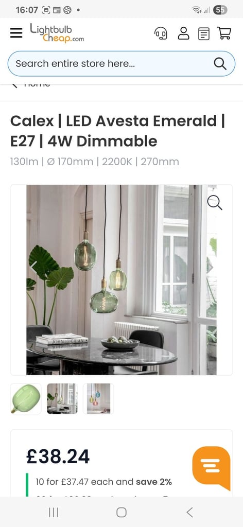 Calex Avesta Large Coloured Dimmable Bulbs 