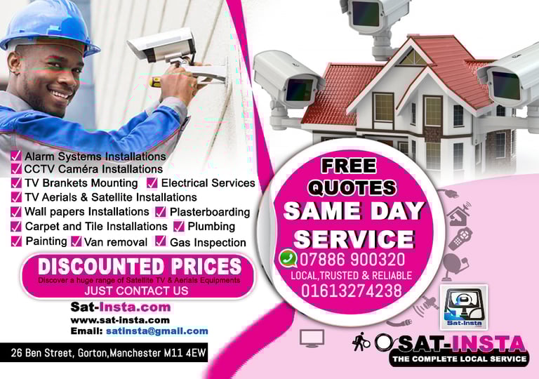 TV Aerial Installation | Satellite TV, Bracket Wall Mount, CCTV, Alarm  | Installations & Repairs
