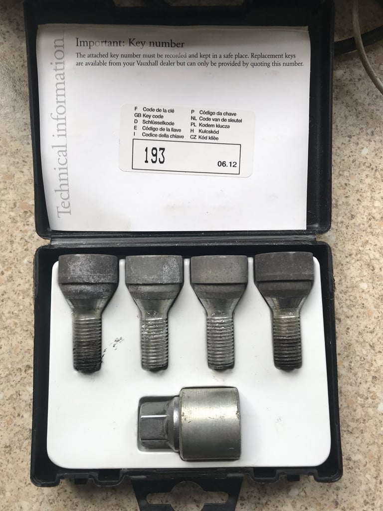 Genuine Vauxhall locking wheel nuts 