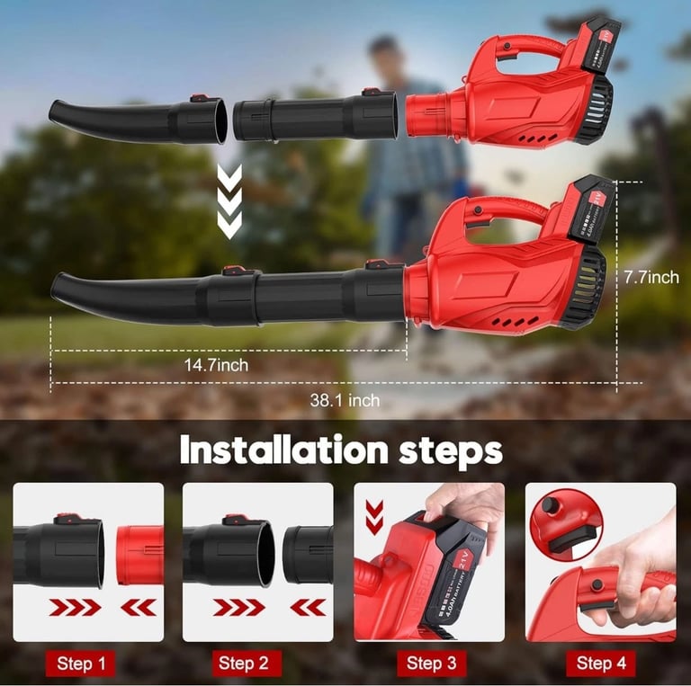 Leaf Blower Cordless, 21V Electric Leaf Blower with 4.0Ah Battery and Charger, w