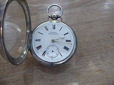 H.SAMUEL ANTIQUE SOLID SILVER GENTS POCKET WATCH