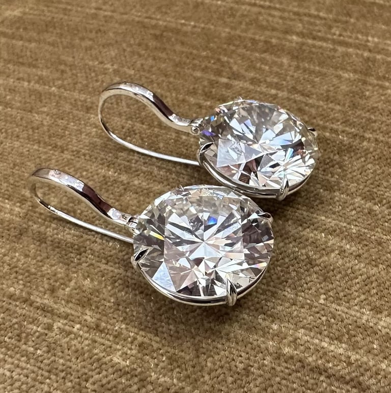 GIA 20.63 & 21.17 cts Round Brilliant Diamond Drop Earrings in 18k White Gold