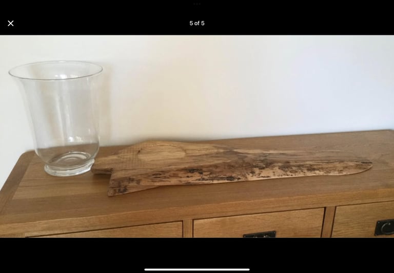 Oak Ornate Centre Piece with Glass Vase Candle Holder