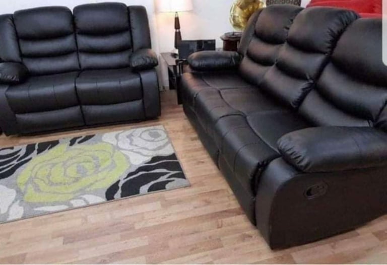 Roma Recliner Corner Sofa, PU Leather 2 Seater and 3 Seater