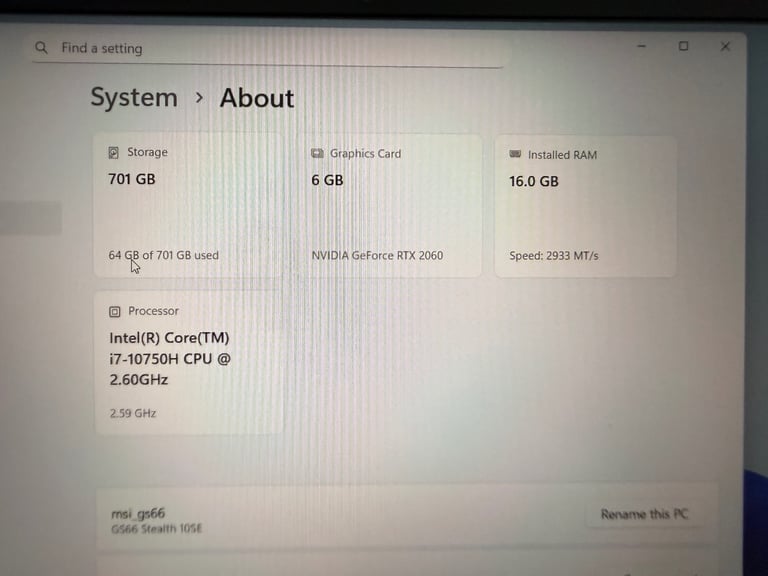 MSI GS66 Stealth Gaming Laptop RTX2060 bundle