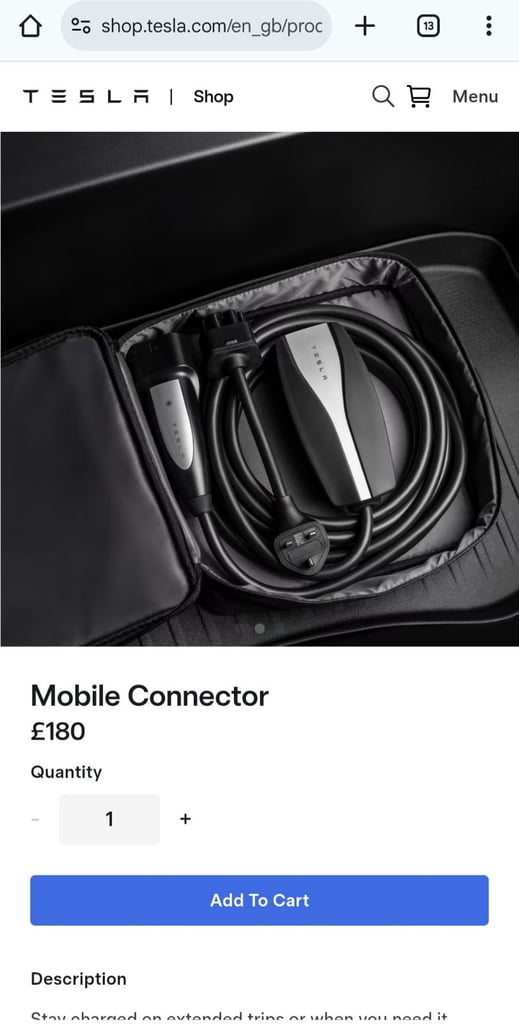 Tesla Mobile Charger 3kw_only £90