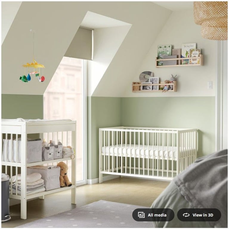 RTP£217 IKEA Gulliver 3-piece baby furniture set, white, 60x120 cm cot changing table mattress