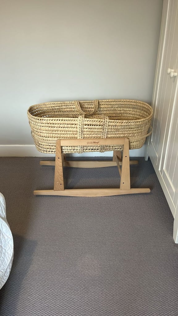 Moses Basket, Green Sheep , open to offers