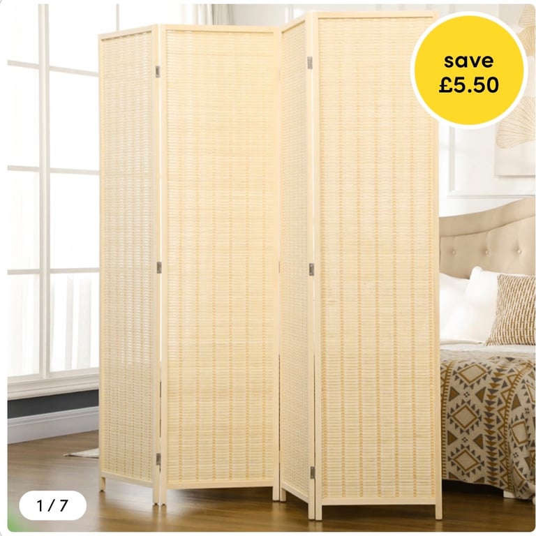Portland Natural 180 x 180cm 4 Panel Folding