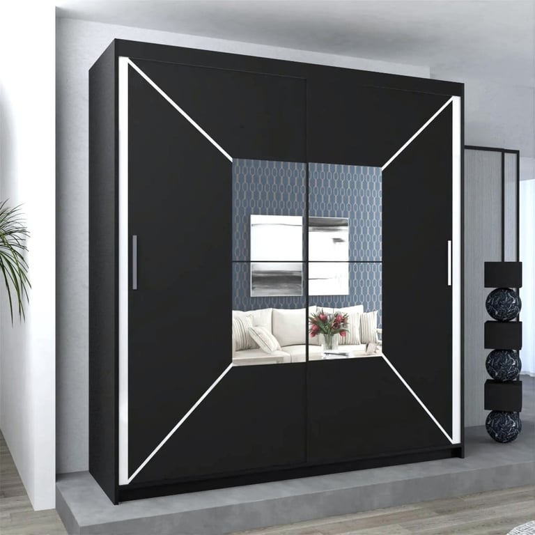 👍MEGA SALE👍 Brand New Chicago Milan 2 to 3 Doors Sliding Wardrobe with Full Mirrors Matte