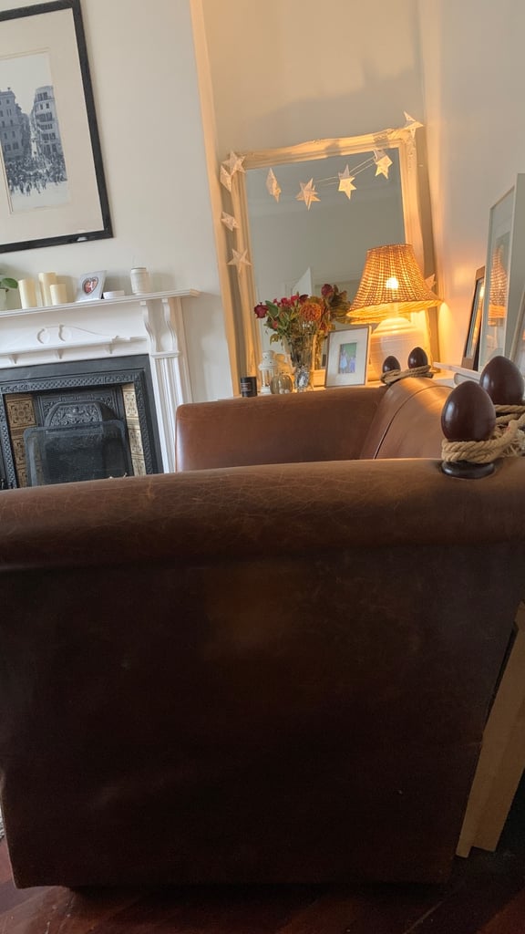 Laura Ashley 2 seater brown leather day bed sofa