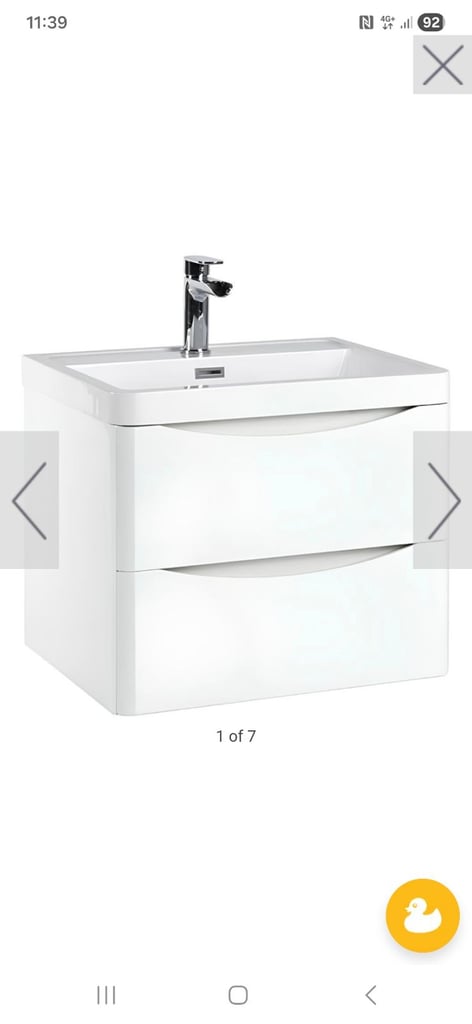 image for Bathroom vanity from scudo bella 600 gloss white and inset basin brand new 