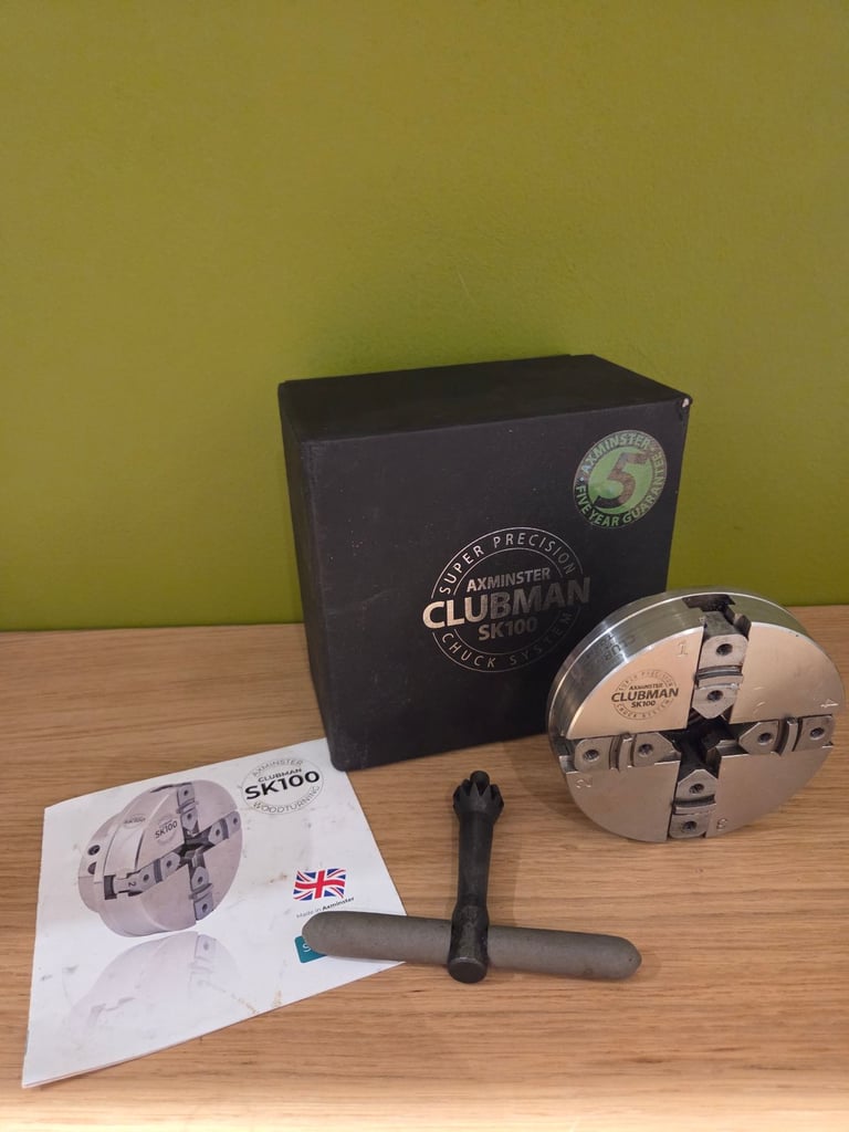 Axminster Clubman SK100 lathe chuck 1 inch x 8tpi woodturning wood turning