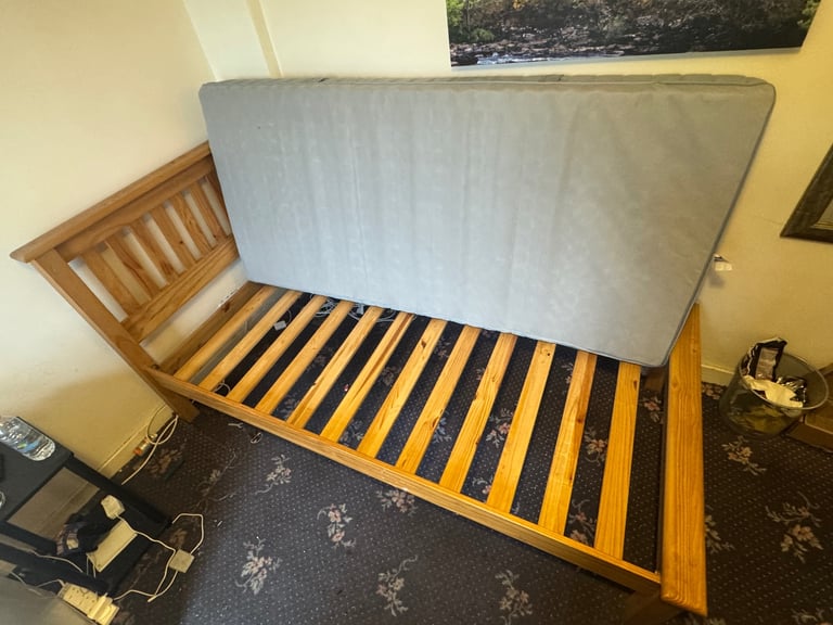 Solid Single wood bed with IKEA Mattress 
