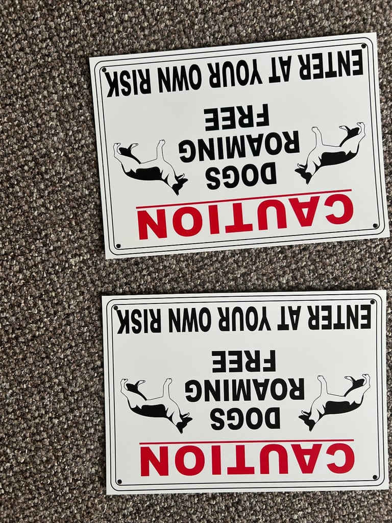 image for Pair of new A4 size dog warning signs £5 each , 2 available 