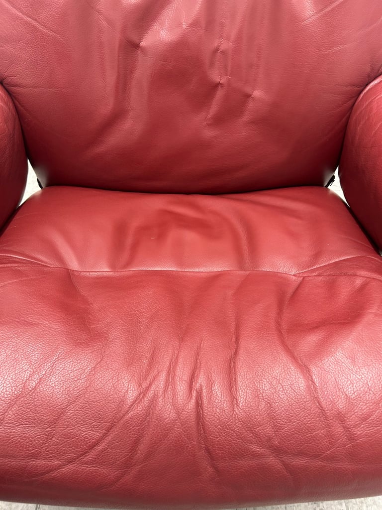 Ekornes Stressless Sunrise Recliner Red Leather Chair & Footstool - Medium Size