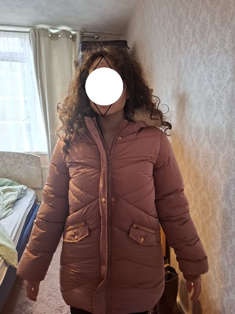 image for Pink Faux Fur Hood Puffer Coat 13-14 years
