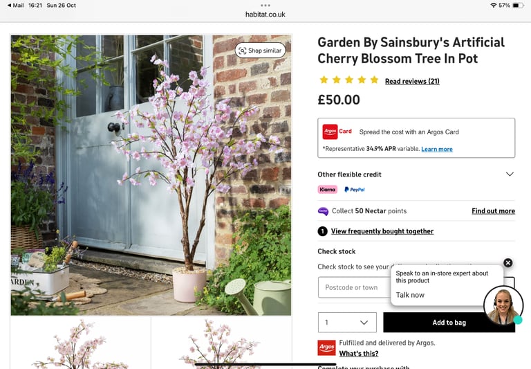 image for Habitat Faux Cherry Tree