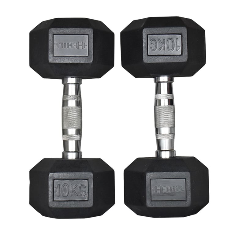 Hill Icon Rubber Hex Dumbbell Set 2.5kg - 20kg - Weights Gym