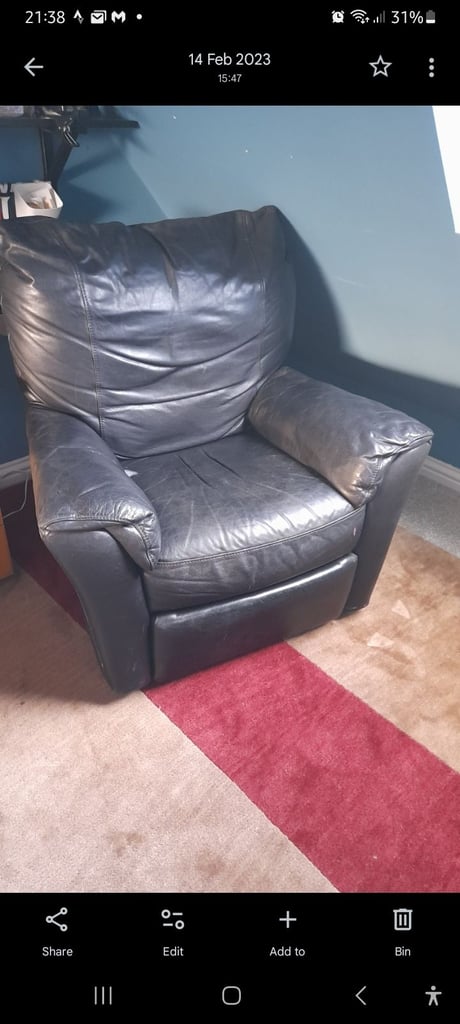 Used Black Leather Recliner Chair