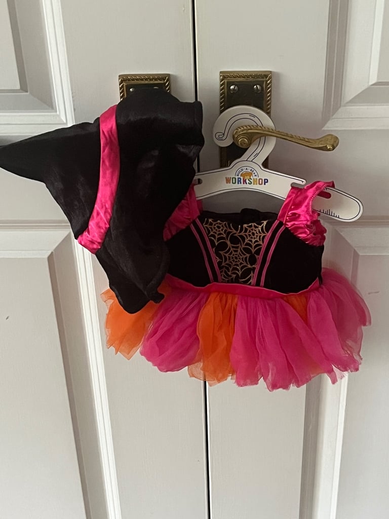 Build a Bear Halloween Black Purple Witch Dress Hat Costume Outfit Halloween