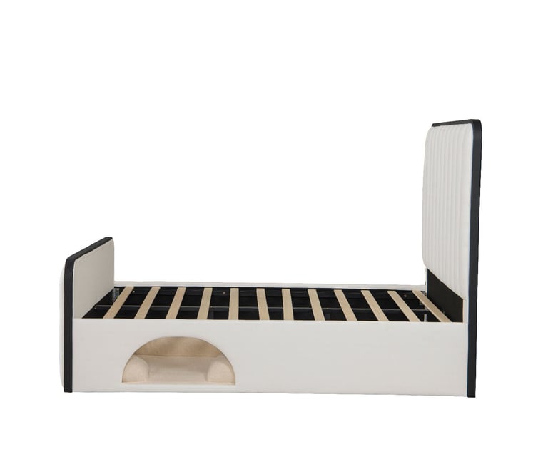 Stylish Modern Double Bed with Built-In Pet Nook – Comfort and Elegance Combined