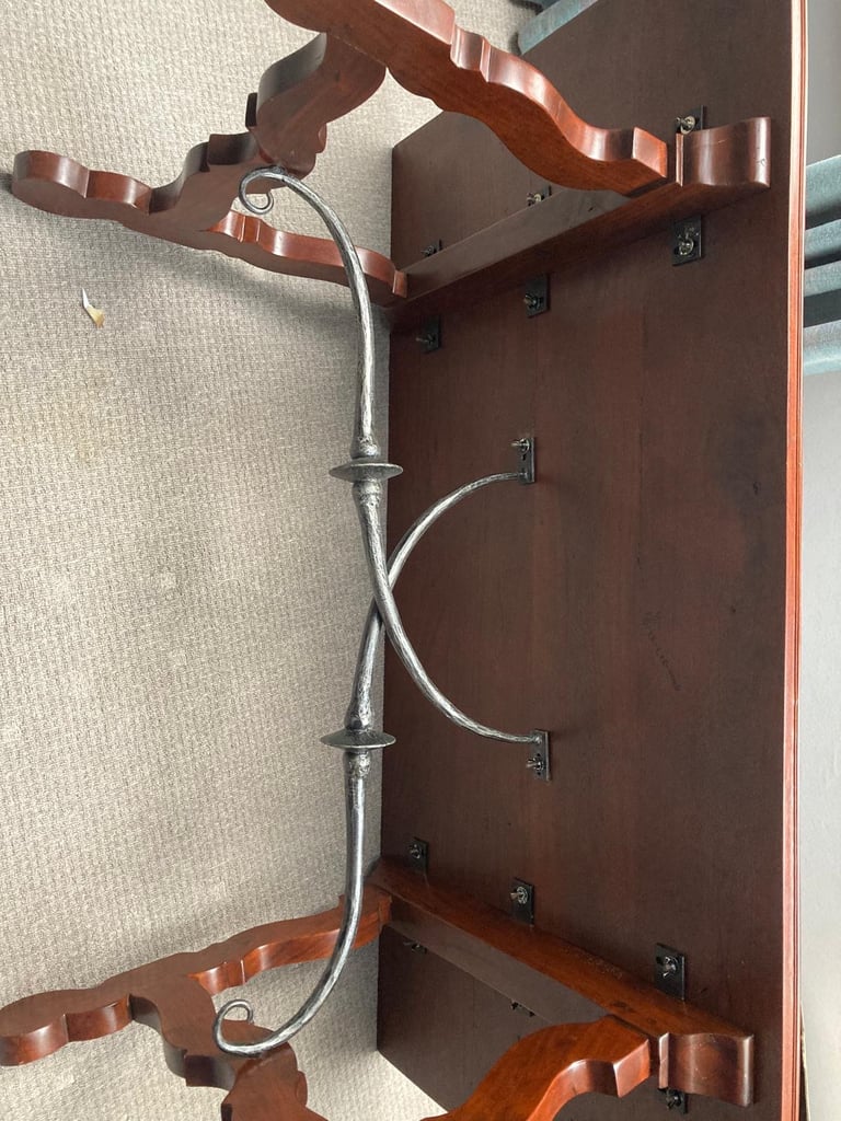 Solid Walnut Dining Table & 6 Real Leather Chairs