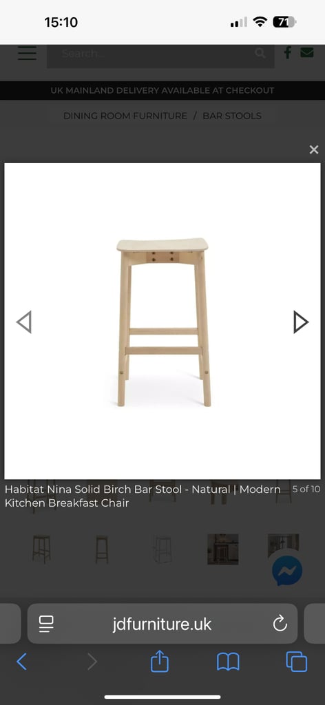 2 birch Habitat Nina bar stools 
