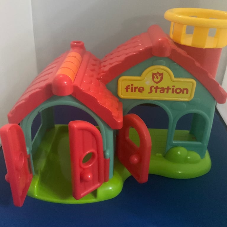 Happy Land Police station and Fire station with vehicles and figures