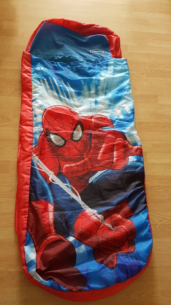 Spiderman Junior Ready Bed including inflatable bed + sleeping bag + pump + integral travel bag