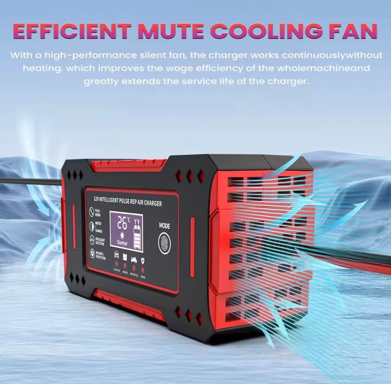 6A 12V Intelligent Car Battery Charger Car and Motorcycle Battery Charging Unit Lead-Acid Battery Re