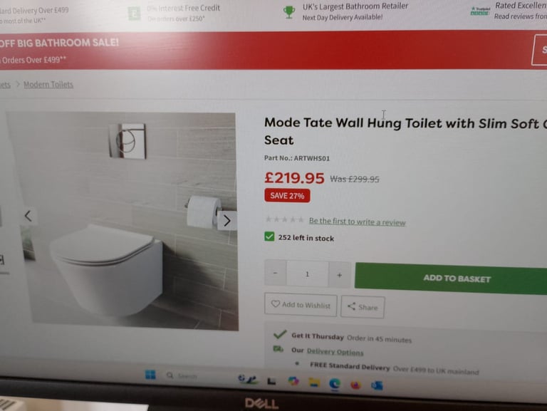 Mode Tate Wall Hung Toilet with Slim Soft Close Seat – BRAND NEW