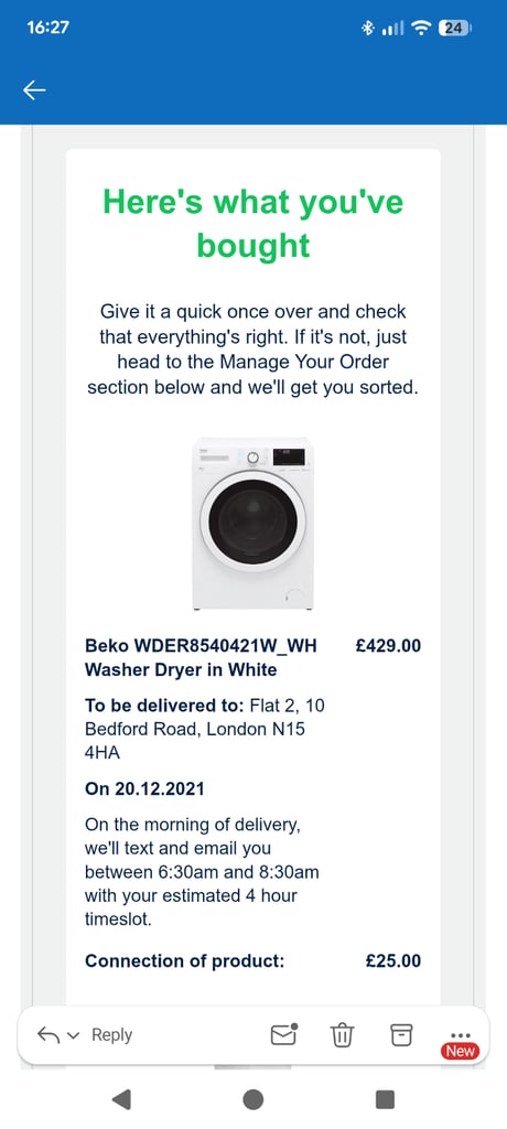 image for Beko washer dryer