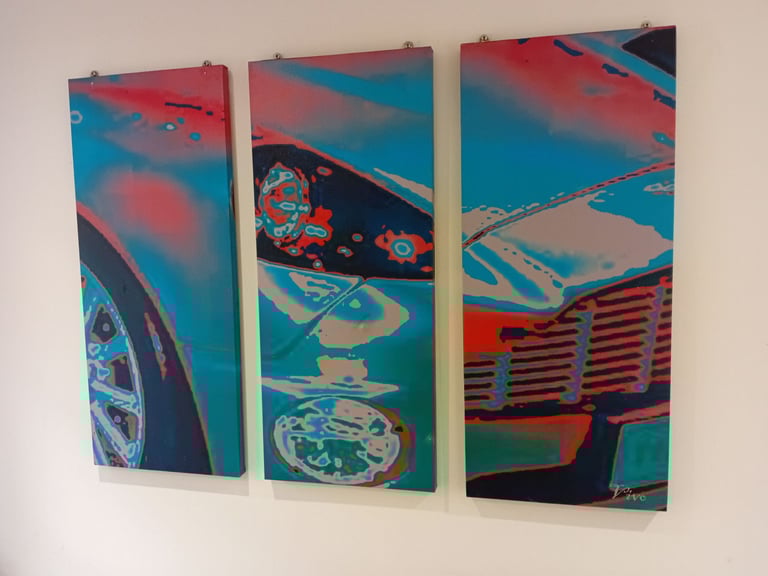Large - ASTON MARTIN - Wall Art - Canvas Panels- Art Work Original - Unique ( Car / Automotive )