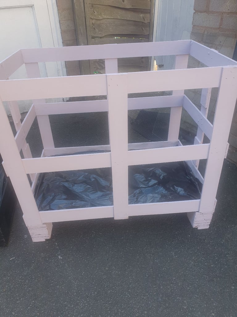 Black & Light Purple Wooden Storage Boxes, 32 x 28 x 21 inches , Sanded & Painted, 