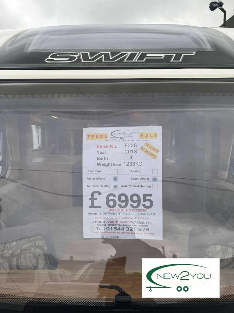 2013 Swift Coastline Esprit 4 Berth FIXED BED Caravan -STOCK NO E226