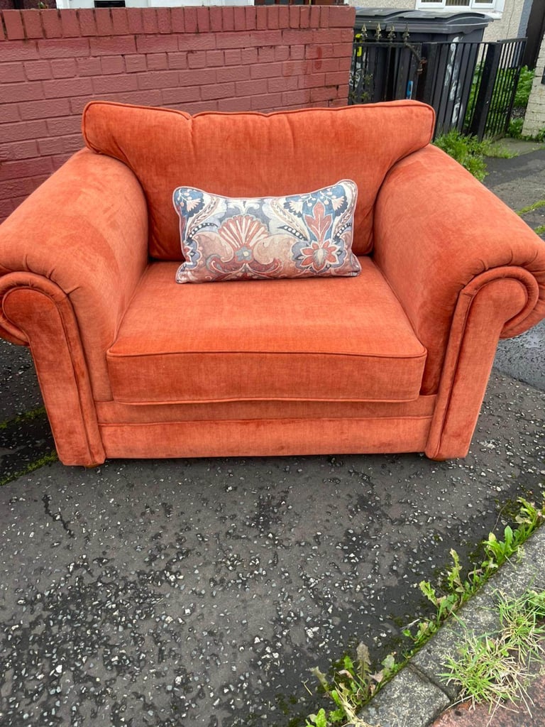 Big 2 seater and chairs and a half in a velvet fabric new condition £599