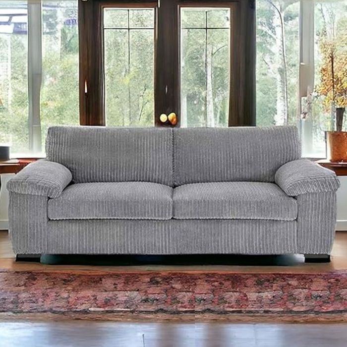 Brand New Sofa Set - Thomes Full Back Jumbo Cord L Shape Corner OR 3+2 Seater Sofa - Grey