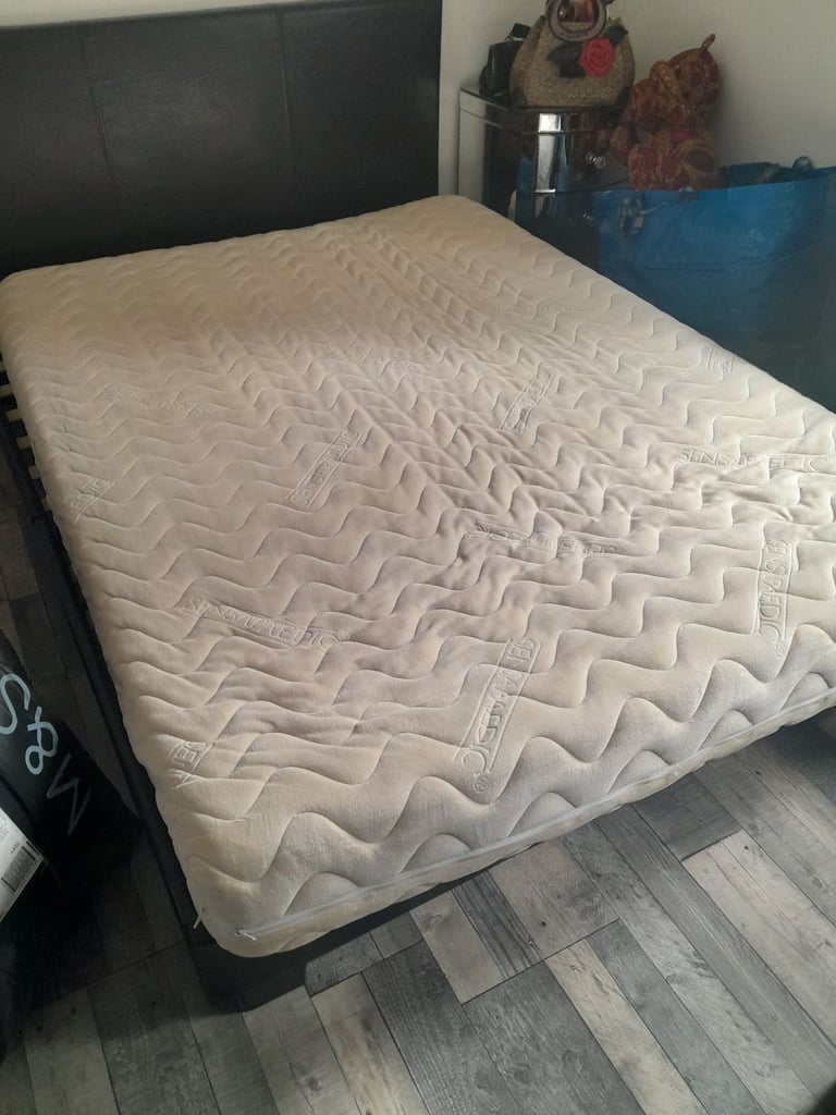 image for Dobble leather bed frame with mattress 
