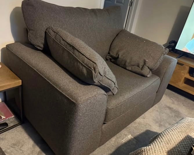 image for Grey cuddle chair, like new, can deliver locally 