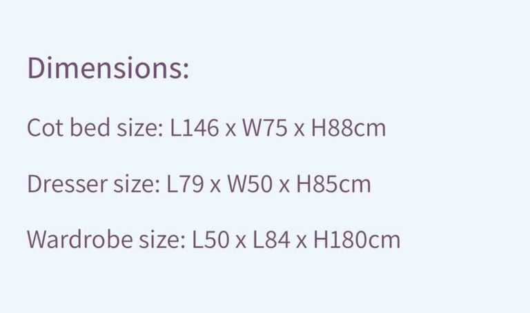 Silvercross Cotbed, Wardrobe & Drawers