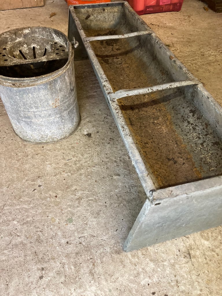 Galvanised metal bucket, mop bucket and trough 