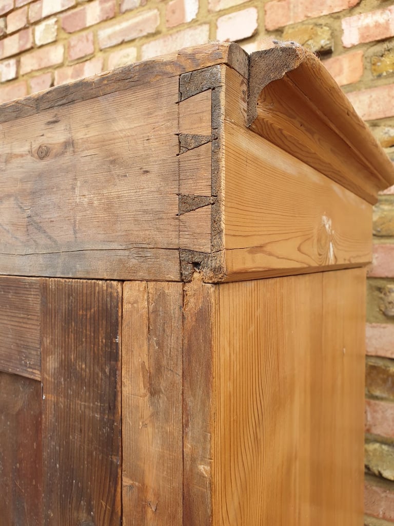 Elegant Antique French Armoire Two Door Wardrobe solid stripped pine wood